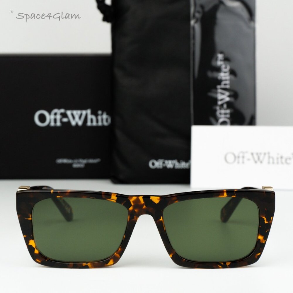 Off-White Men Sunglasses Havana Green Square OERI13E ALBANY 6055 NEW AUTHENTIC